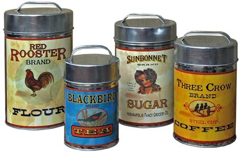 Vintage Canisters: Sugar, Flour, Coffee, Tea by Unknown