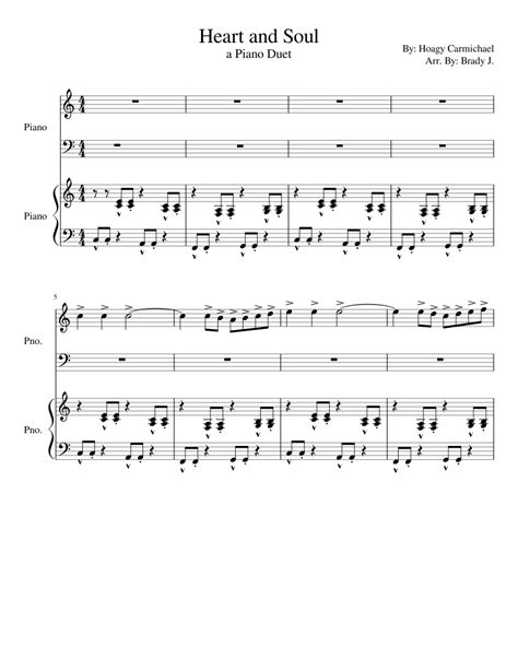 Heart and Soul: a Piano Duet sheet music for Piano download free in PDF ...