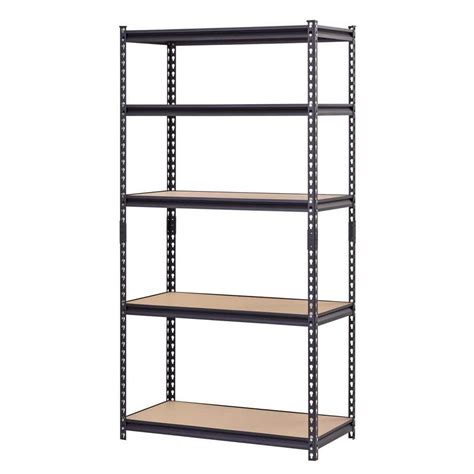 Muscle Rack Black 5-Tier Heavy Duty Steel Garage Storage Shelving (36 ...