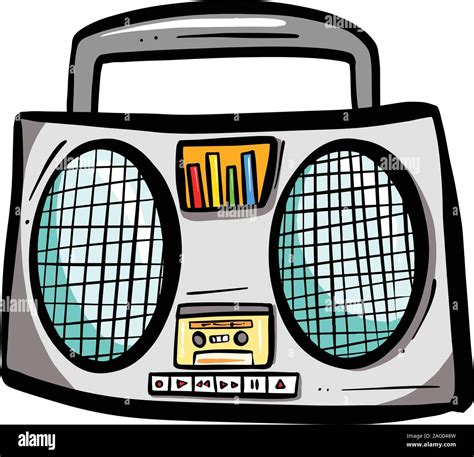 Cartoon Retro Boom Box Stereo Tape Vector Logo Illustration Stock ...