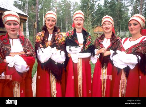 Russian women smiling in traditional clothing Siberia Russia Stock Photo - Alamy