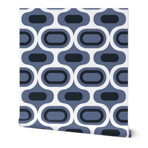 Atomic ogee Blue Nova Wallpaper | Spoonflower