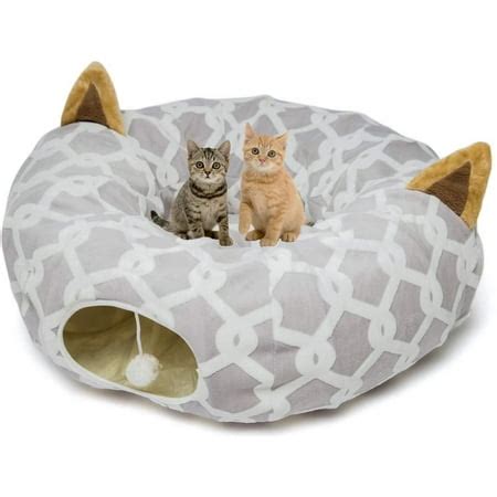 Cat Dog Tunnel Bed with Cushion Tube Toys Oxford Cloth Large Diameter Longer Crinkle Collapsible ...