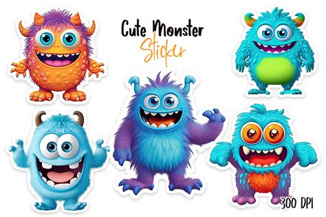 Cute Monster Stickers Bundle Graphic by Aspect_Studio · Creative Fabrica