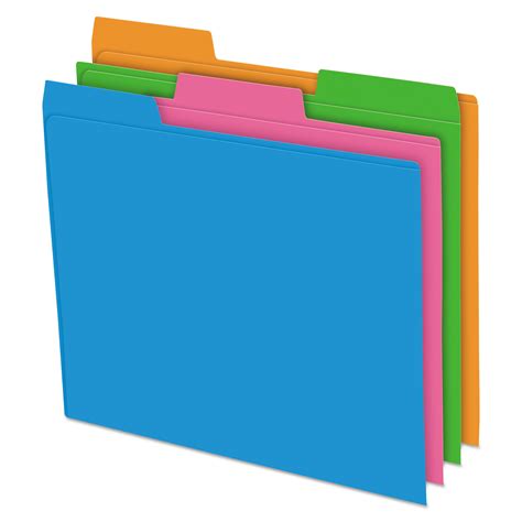 Pendaflex Glow Poly File Folders, 1/3 Cut Top Tab, Letter, Assorted Colors, 12/Pack -PFX40528 ...