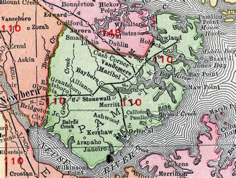 Pamlico County, North Carolina, 1911, Map, Rand McNally, Bayboro, Stonewall, Vandemere, Alliance ...