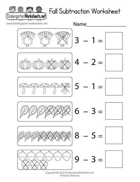 Fall Subtraction Within 10 Worksheet - Free Printable, Digital, & PDF