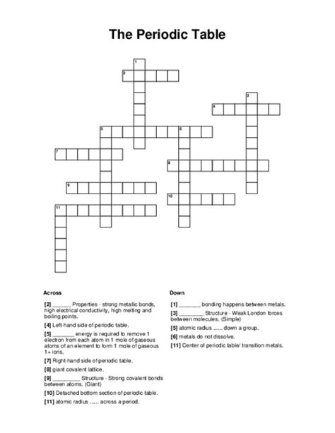 Periodic Table Crossword Puzzles Printable | Brokeasshome.com