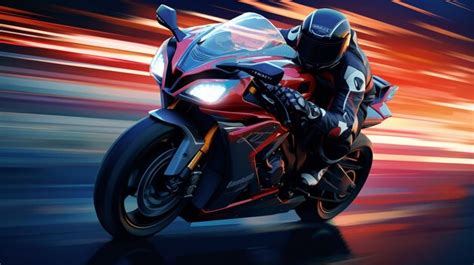 Premium AI Image | red racing motorbike on the road in the evening