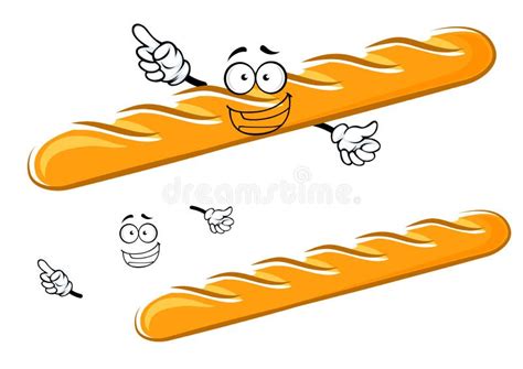 Crusty Long Cartoon French Baguette Stock Vector - Illustration of long, cartoon: 41253498