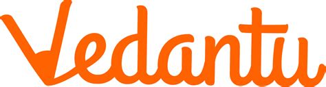 the word vedantus written in orange with a cross on it's side