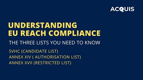 Understanding REACH Lists: SVHC, Annex XIV, and Annex XVII