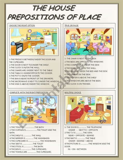 THE HOUSE: PREPOSITIONS OF PLACE - ESL worksheet by ag23