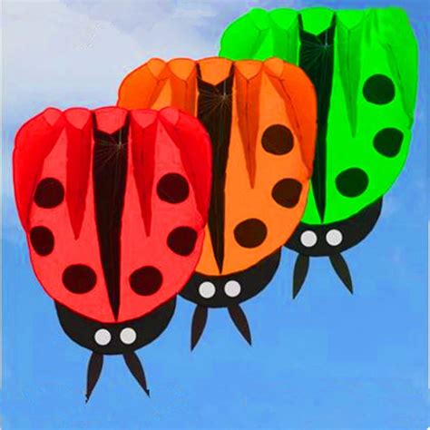 free shipping large ladybug kite ripstop nylon fabric kite buggy ...