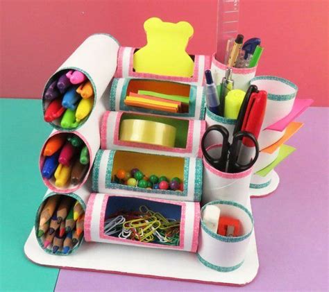 Mini organizador con rollos de papel reciclados (With images) | Crafts ...