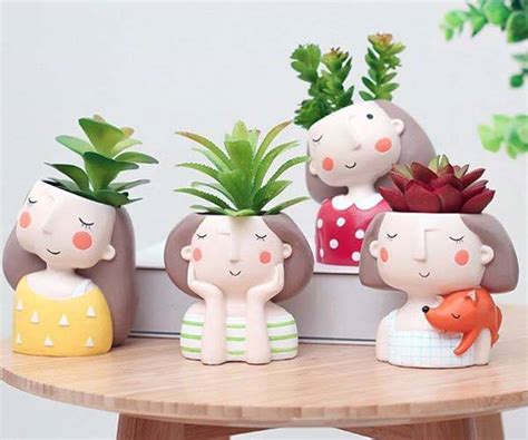 Handmade Cute Girl Succulent Planters | Gadgetsin