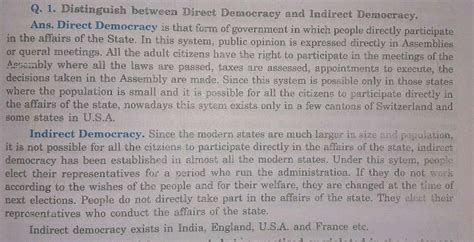 Distinguish between direct democracy and indirect democracy - Social Science - What is Democracy ...