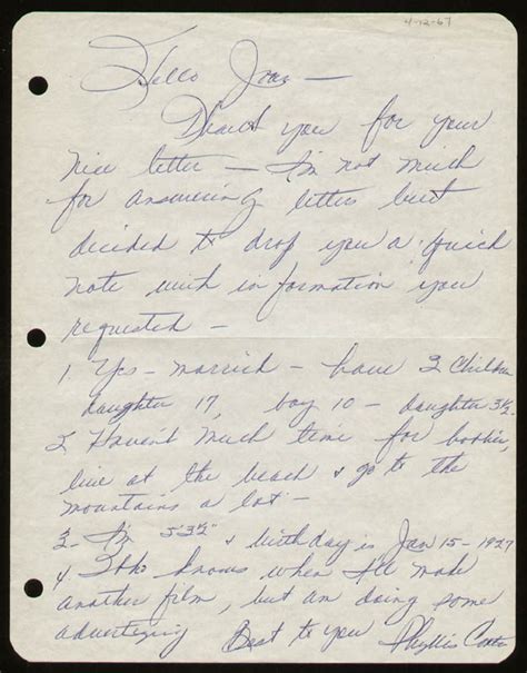 Phyllis Coates - Autograph Letter Signed Circa 1967 | HistoryForSale ...