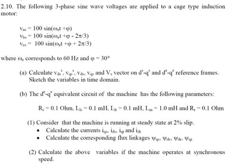 Solved 2.10. The following 3-phase sine wave voltages are | Chegg.com