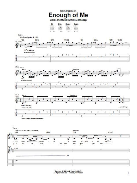 Enough Of Me by Melissa Etheridge - Guitar Tab - Guitar Instructor