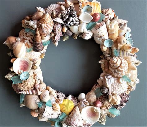 Nautical Decor Seashell Wreath, Beach Decor Shell Wreath, Seashell ...