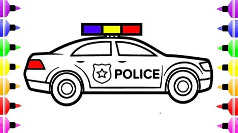 How to Draw Police Car Coloring pages for Kids and Drawing for Kids ...