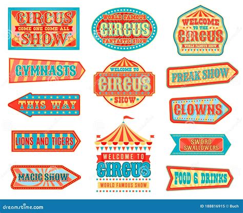 Circus Arrow Pointers with Carnival Top Tents Stock Vector ...