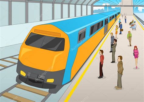 Train Station In Cartoon Style ⬇ Vector Image by © rudall30 | Vector Stock 93727752