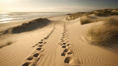 Premium AI Image | Footprints in the sand on a beach