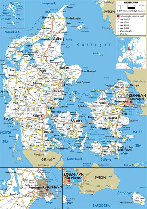 Road Map of Denmark - Ezilon Maps