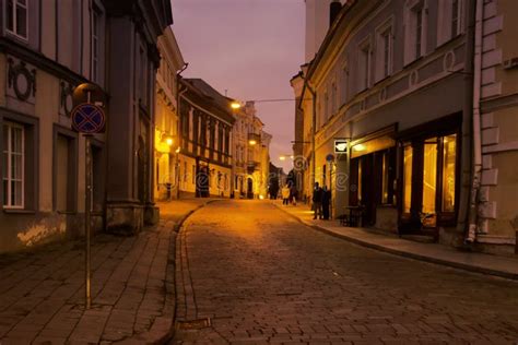 Capital of Lithuania. Night Views Stock Photo - Image of architecture ...