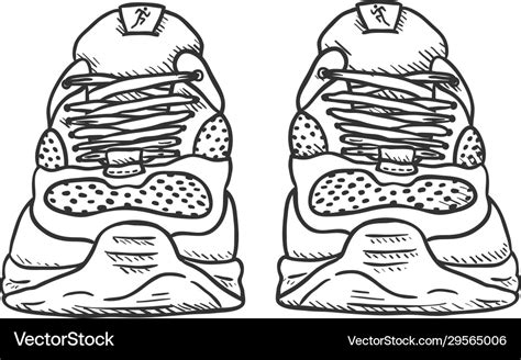 Sketch - pair running shoes front view Royalty Free Vector