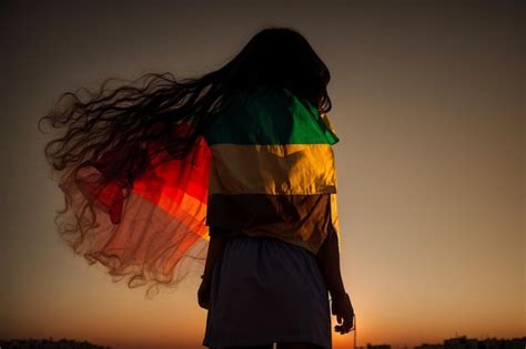 Premium AI Image | A young child girl with a Palestine flag seeing ...