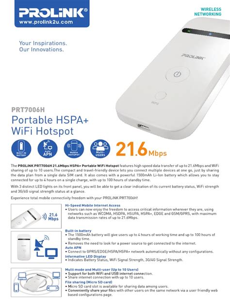 ProlinK Pocket router | High Speed Packet Access | Wi Fi