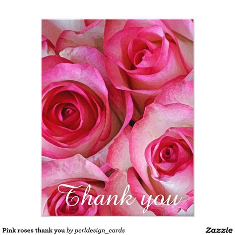 Pink roses thank you | Zazzle | Pink roses, Print thank you cards, Rose