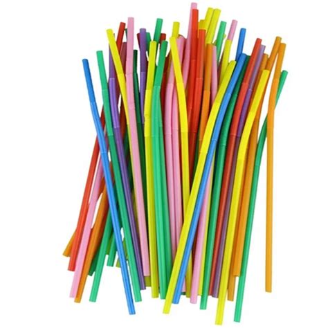 Bar Party Cocktail Drink Straw 100pcs Multicolor Long Bendy Drinking ...