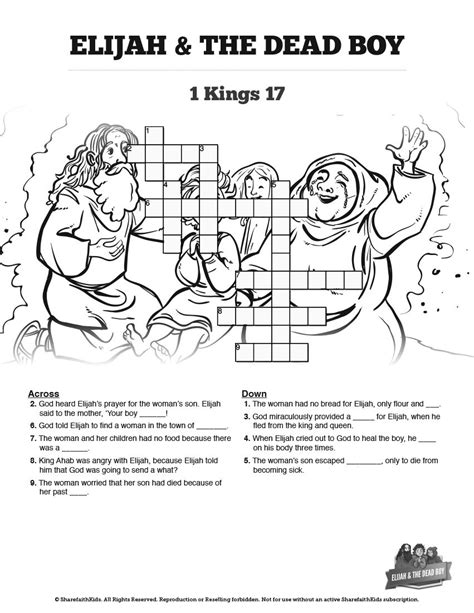 Elijah And The Widow - WorkSheet - SundaySchoolist