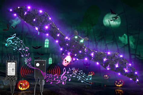 Amazon.com : Halloween Decorations Lights Hanging Bat Lights with Sound ...