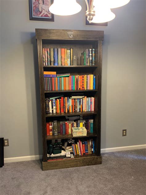 Made this Harry Potter themed bookcase for my good friend. It has a ...