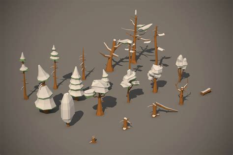 Free Winter Tree 3D Low Poly Models - CraftPix.net