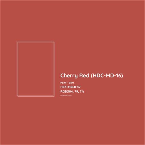 Behr Cherry Red (HDC-MD-16) Paint color codes, similar paints and colors - colorxs.com