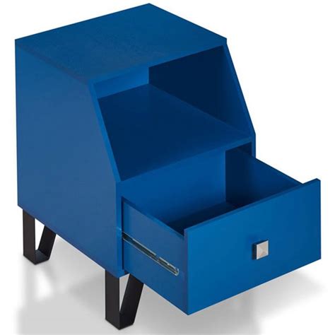Furniture of America Jilah Modern Wood Storage End Table in Blue ...