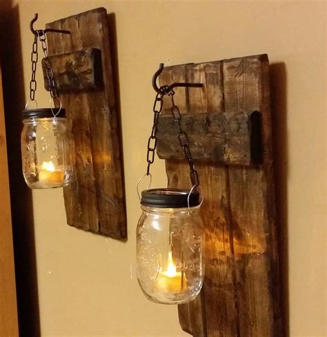 Hanging Candle Holders Rustic Home Decor sconces candle | Etsy