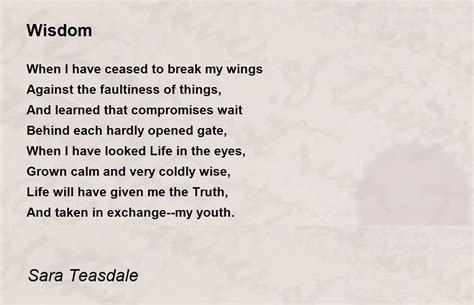 Wisdom Poem by Sara Teasdale - Poem Hunter