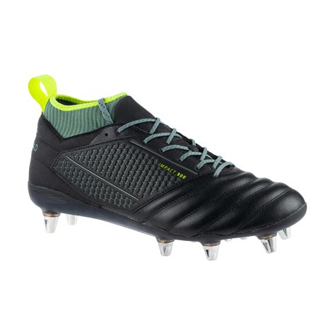 Rugby Boots Men's Soft Ground Screw-In Stud Rugby Boots Impact R900 - Black OFFLOAD - Decathlon