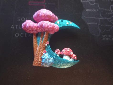 mushroom tree moon necklace pendant by NomadicImprovements | Download free STL model ...