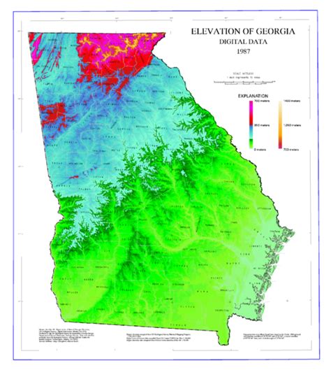 Environmental Science: Topographic Map of the State of Georgia