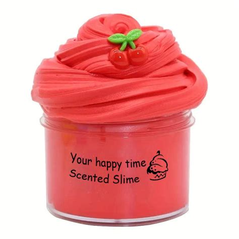 Red Cherry Butter Slime, 70ml Cherry Scented Slime, Stretchy Non-Sticky ...