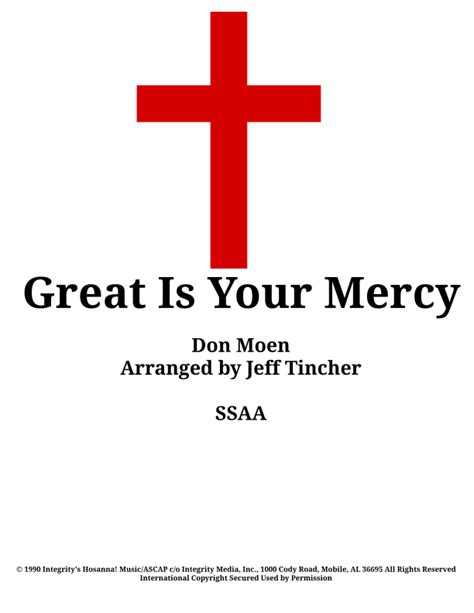 Great Is Your Mercy (arr. Jeff Tincher) by Donnie McClurkin Sheet Music for SSAA Choir at Sheet ...