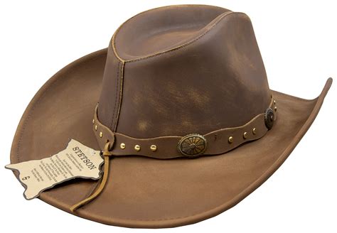 X-Large Stetson Roxbury Black Distressed Shapeable Leather Cowboy Western Hat Clothing, Shoes ...